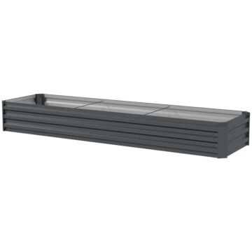 Outsunny Galvanised Raised Bed For Garden, Rectangular Outdoor Elevated Planter Box With Safety Edging And Open Bottom For Growing Flowers, Herbs And Vegetables, 240 X 60cm, Grey