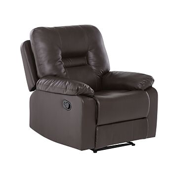 Recliner Chair Brown Faux Leather Push-back Manually Adjustable Back And Footrest Beliani
