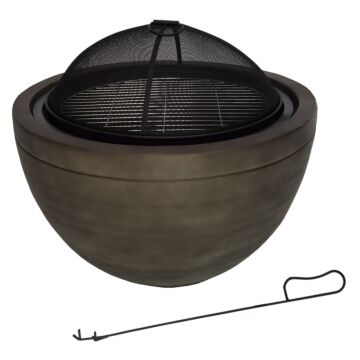 County Delux Wood Firepit With Spark Guard, Poker And Bbq Grill