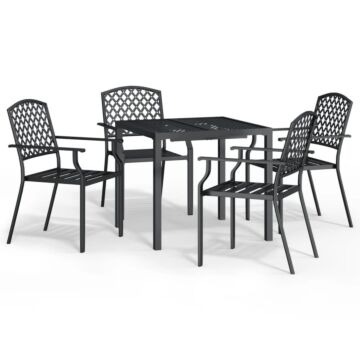 Vidaxl 5 Piece Garden Dining Set Anthracite Steel