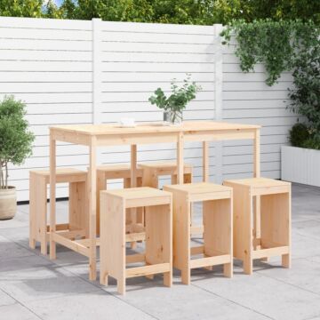 Vidaxl 7 Piece Garden Bar Set Solid Wood Pine