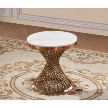 Pescara Marble Lamp Table With Stainless Steel Base