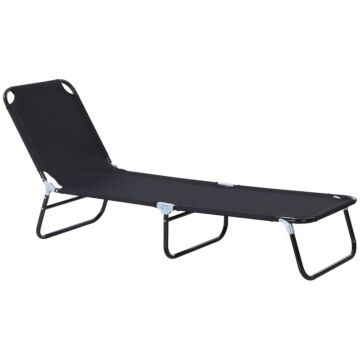 Outsunny Portable Folding Sun Lounger With 5-position Adjustable Backrest Relaxer Recliner With Lightweight Frame Great For Pool Or Sun Bathing Black
