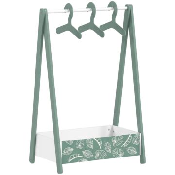 Aiyaplay Baby Clothing Rack With Hangers, Storage Shelf For Bedroom, Leaf Theme, For Ages 3-6, Green
