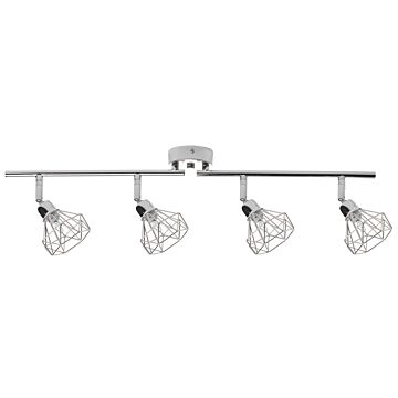 Ceiling Lamp Silver Metal 4 Light Cage Shades Adjustable Arms Modern Beliani