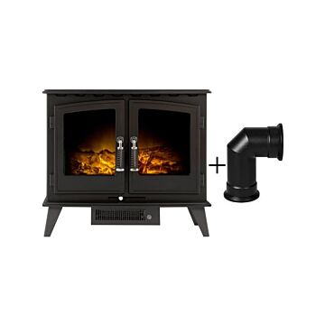 Adam Woodhouse Electric Stove In Black With Angled Stove Pipe