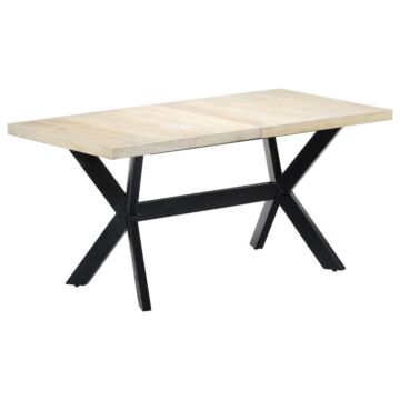 Vidaxl Dining Table White 160x80x75 Cm Solid Mango Wood