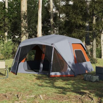 Vidaxl Family Tent 10-person Grey And Orange Quick Release Waterproof
