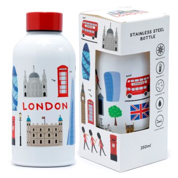Reusable Stainless Steel Insulated Drinks Bottle 350ml - London Souvenir