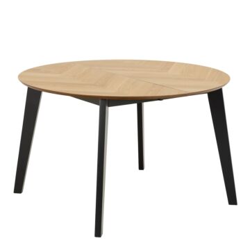 Georgetown Round Dining Table In Oak & Black