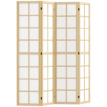 Homcom 4 Panel Folding Room Divider, Freestanding Room Separator, Indoor Privacy Screen For Living Room, Bedroom, 160 X 170cm