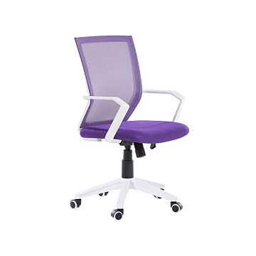 Office Chair Violet Mesh White Frame Swivel Adjustable Beliani