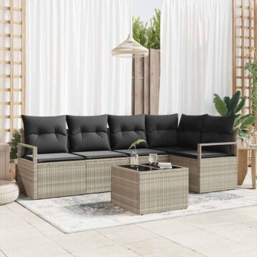 Vidaxl 6 Piece Garden Sofa Set With Cushions Grey Poly Rattan