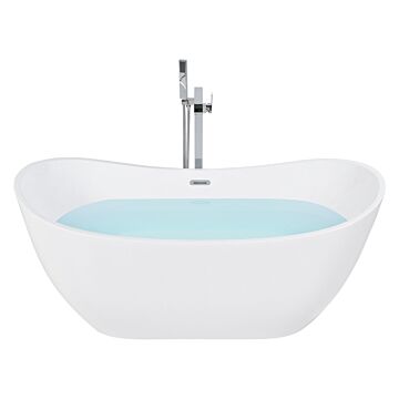 Bath White With Silver Sanitary Acrylic Single 170 X 77 Cm Freestanding Modern Beliani
