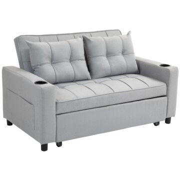 Homcom Two-seater Pull-out Sofa Bed - Light Grey