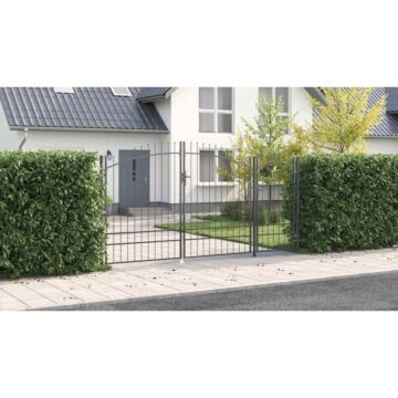 Vidaxl Garden Gate With Spear Top Grey 195x400 Cm Steel
