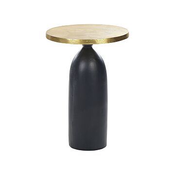 Side Table Black And Gold Metal Round Geometric Shape Modern End Table Beliani