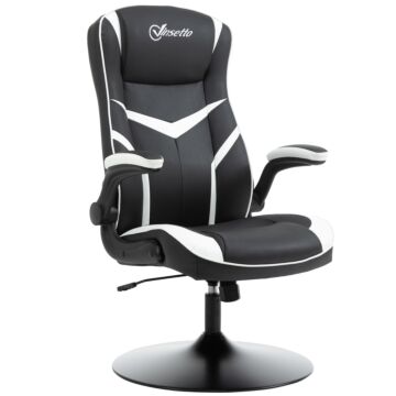 Vinsetto Gaming Chair Ergonomic Computer Chair Home Office Desk Swivel Chair W/ Adjustable Height Pedestal Base Pvc Leather, Black & White