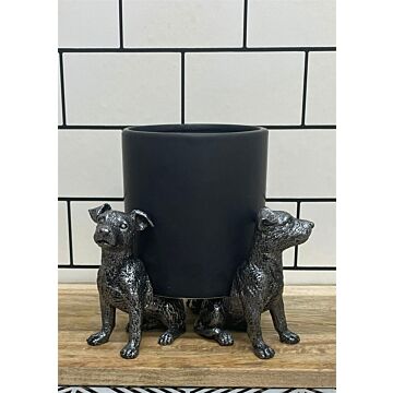 Set Of Silver Jack Russell Dog Pot Risers
