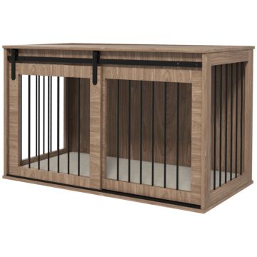 Pawhut Dog Crate Furniture With Removable Cushion For Large-sized Dogs, 100 X 60 X 63 Cm, Brown