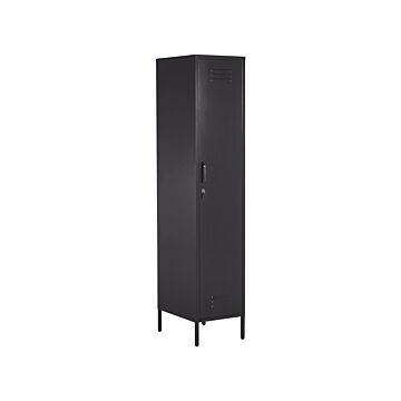 Storage Cabinet Black Metal Locker With 5 Shelves And Rail Modern Home Office Beliani