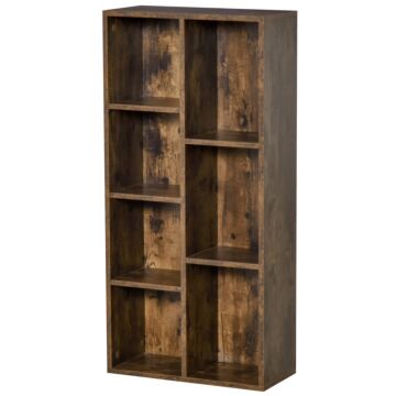 Homcom Bookcase Industrial Bookshelf Free Standing Display Cabinet Cube Storage Unit For Home Office Living Room Study Rustic Brown