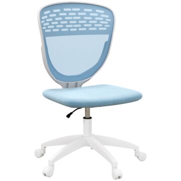 Vinsetto Armless Desk Chair, Mesh Office Chair, Height Adjustable With Swivel Wheels, Blue