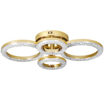 Homcom Led Ceiling Light, Modern 4 Rings Ceiling Lamp With Wall Switch Control, 40w 4350lm Flush Mount Ceiling Light With 3500k/4500k/6000k Colour Temperatures For Living Room, Bedroom, Gold Tone