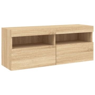 Vidaxl 7 Piece Tv Wall Cabinet Set With Led Lights Sonoma Oak