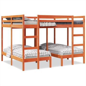 Vidaxl Triple Bunk Bed Frame Wax Brown 160x200/80x160 Cm Solid Wood Pine