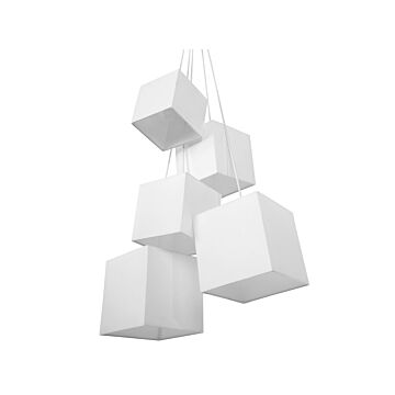 5-light Cluster Pendant White Lamp Square Fabric Shades Beliani