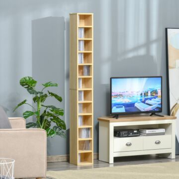 Homcom 12-tier Media Storage Cabinet 204 Cds Shelf Tower Multimedia Organizer Rack Stand Bookcase Display Unit