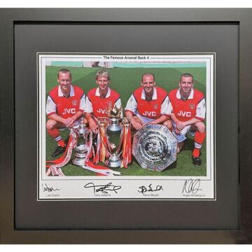 Arsenal Fc Famous Back 4 Signed Framed Print