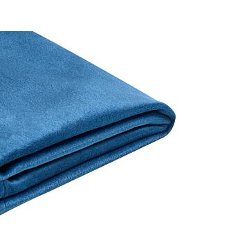 Bed Frame Cover Blue Velvet For Bed 140 X 200 Cm Removable Washable Beliani