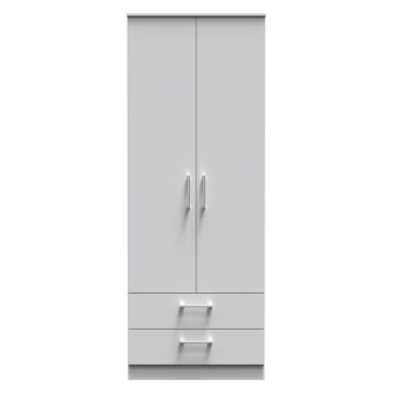 Devon Tall 2 Drawer Wardrobe In Grey Matt