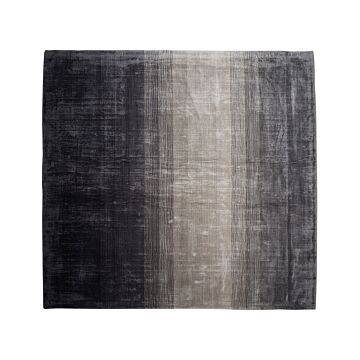 Rug Grey With Black 200 X 200 Cm Ombre Effect Viscose Modern Living Room Beliani