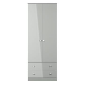 Yarmouth Tall 2 Drawer Wardrobe In Uniform Grey & Dusk Grey