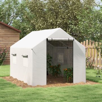 Outsunny Polyethylene Walk-in Polytunnel Greenhouse, 2 X 3(m), White