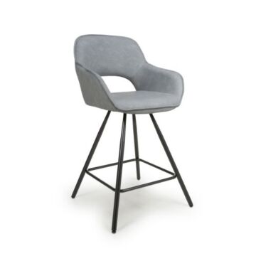 Truro Leather Effect Light Grey Bar Chair