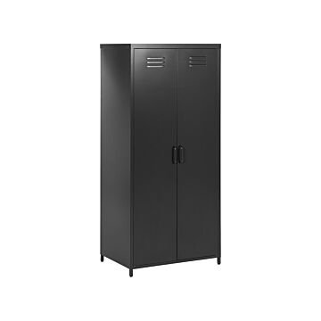 Home Office Storage Cabinet Black Steel 2 Doors 4 Shelves Industrial Design Beliani