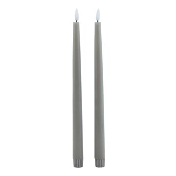 Luxe Collection S/2 Grey Led Wax Dinner Candles