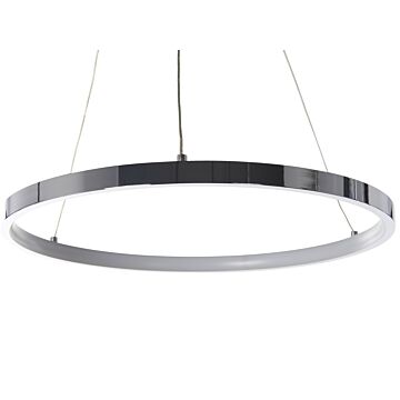 Pendant Lamp Silver Aluminium Ø 40 Cm Integrated Led Lights Round Ring Hanging Modern Glamour Lighting Beliani
