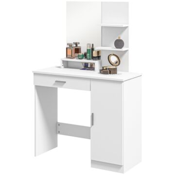 Homcom Simple And Modern Dressing Table, With Storage - White
