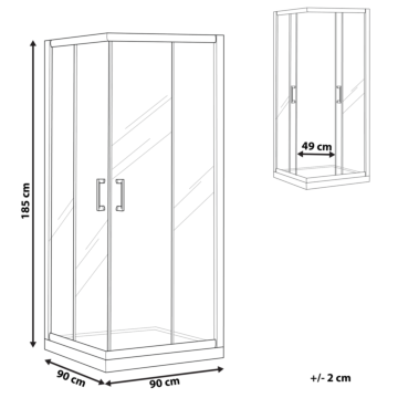 Shower Enclosure Silver Tempered Glass Aluminium Frame Double Door 90x90x185cm Modern Design Beliani