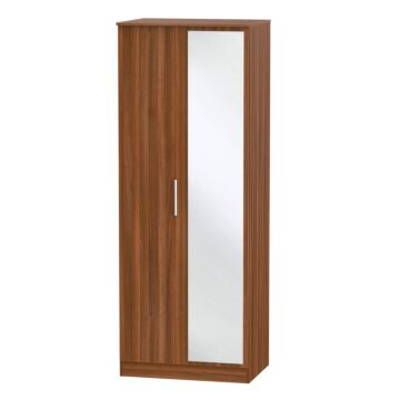 Contrast Tall Mirrored Wardrobe In Noche Walnut