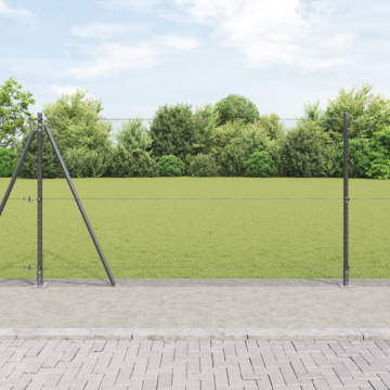 Vidaxl Hexagon Fence Grey 1.2x10 M Steel, Vidaxl Fence Posts With Base Plates 7 Pcs Ø32mm 68.5cm Galvanised Steel