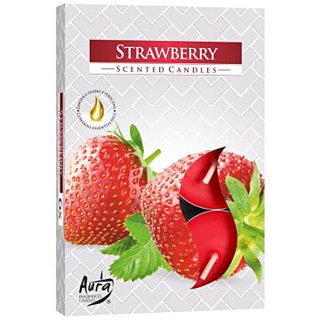 Set Of 6 Scented Tealights - Strawberry