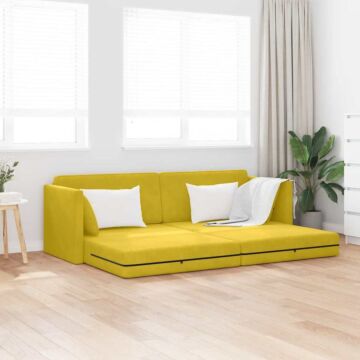 Vidaxl Floor Sofa Bed 2-in-1 Yellow 213x144x60 Cm Velvet