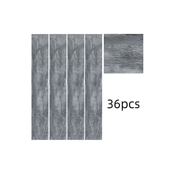 36pcs Dark Grey Self Adhesive Waterproof Wear-resistant Pvc Wood Grain Effect Flooring, 5m² Pack