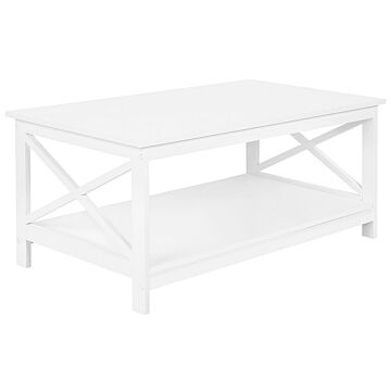 Coffee Table White 100 X 55 Cm 2 Tier Rectangular Tabletop Modern Style Beliani